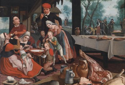 A Family Eating Rice Pudding by Pieter Pietersz the Elder